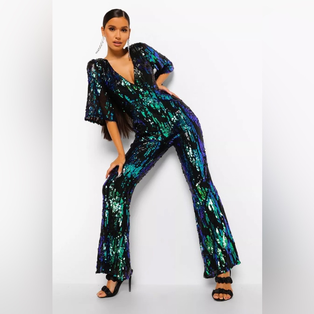 NWT Kimono Sleeve Sequin Jumpsuit